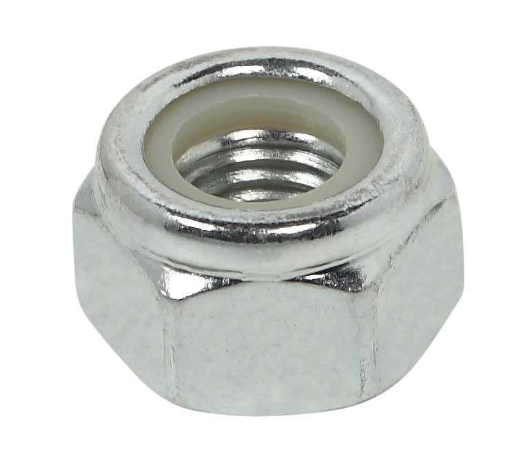 Porca Travante Aço Carbono Classe 8 Zincado Branco com Nylon Din 982 (Din en Iso 10512), Rosca Din 13 (Iso 965) MA 1 Porca Travante Aço Carbono Classe 8 Zincado Branco Com Nylon Din 982 (Din En Iso 10512), Rosca Din 13 (Iso 965) Ma