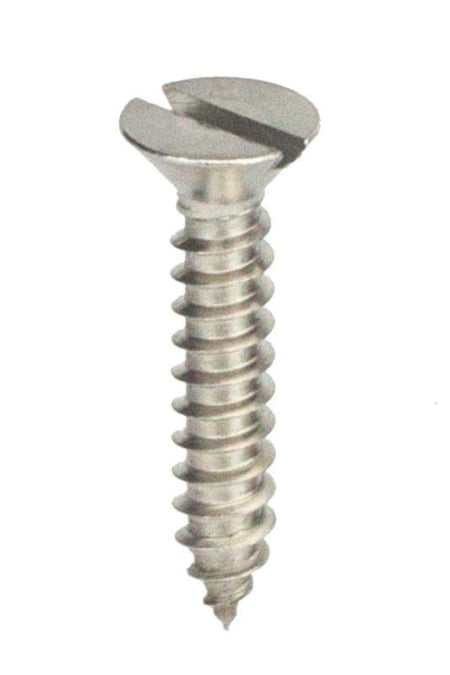 Parafuso Fendado Aço Inox Passivado A2 Auto-atarraxante Cabeça Chata Fenda Din 7972 (Din Iso 1482), Rosca Din 7970