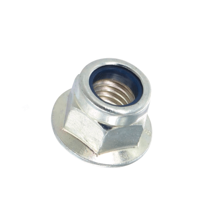 Porca sextavada flangeada auto travante com inserto de nylon MA Zincado Branco Classe 8
